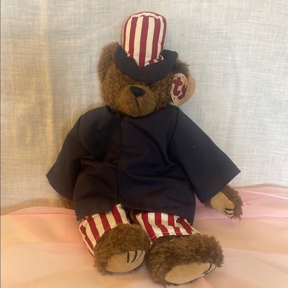 Ty Patriotic Bear with Striped Outfit - Picture 1 of 2